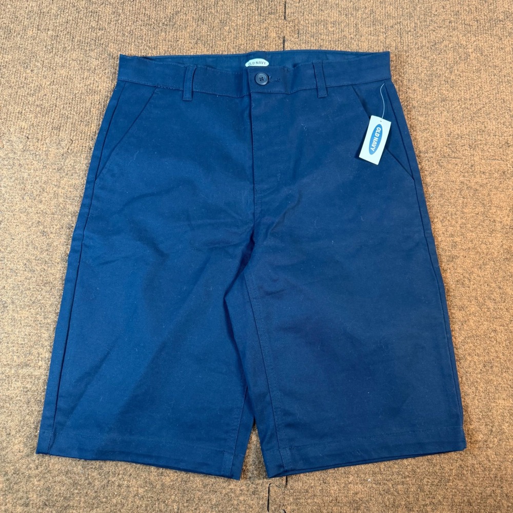 New Old Navy Boys Chino Shorts Navy Blue Uniform Stretch Size 16 320187-01-1
